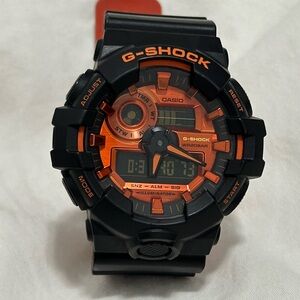 Casio G-Shock Dual Display Black and Orange Watch
